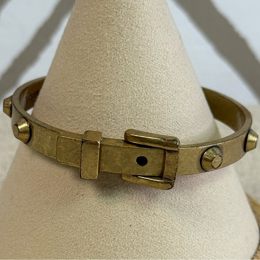 J Crew Matte Gold Studded Buckle Hinged Bracelet